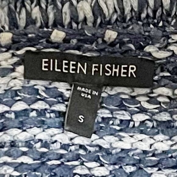 Eileen Fisher Small Crochet Short Sleeve Sweater in Indigo Blue - Picture 4 of 6